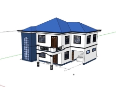 Mẫu biệt thự 2 tầng 14x14m dựng model sketchup