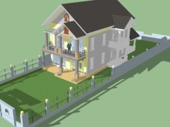 Mẫu biệt thự 2 tầng 7x18m model sketchup