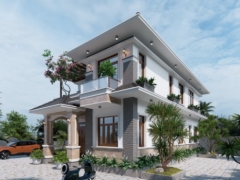 Mẫu biệt thự 2 tầng 8.1x15m model cad