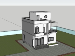 Mẫu biệt thự 2 tầng 8.8x10.7m model sketchup