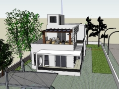 Mẫu biệt thự 2 tầng 9x17m model sketchup đẹp