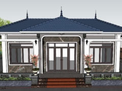 Mẫu biệt thự mái nhật 12x10m model sketchup