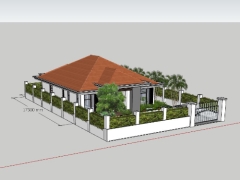 Mẫu biệt thự trệt 11.5x14m file sketchup