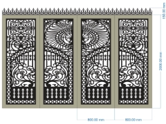 Mẫu cổng 4 cánh cnc bản vẽ đẹp nhất dxf