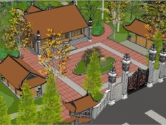 Mẫu đền thờ cực đẹp thiết kế sketchup xây dựng tại Hưng yên