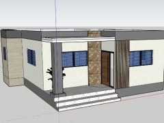 Mẫu nhà 1 tầng mái bằng model sketchup 