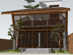 Mẫu nhà 2 tầng đặc biệt model sketchup 9x18m