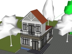 Mẫu nhà phố 2 tầng 5x10m dựng model sketchup 