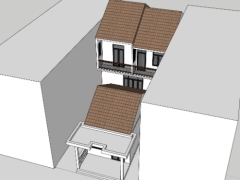 Mẫu nhà phố 2 tầng 6.4x19m model sketchup 