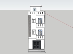 Mẫu nhà phố 3 tầng 5.1x20m dựng model .skp