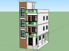 Mẫu nhà phố 3 tầng 5.6x7.8m model .skp