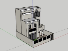 Mẫu nhà phố 3 tầng 8.7x9.9m dựng skp