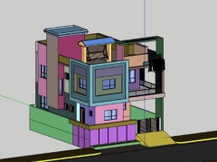 Mẫu nhà phố 3 tầng 9x12m dựng model sketchup 