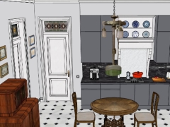Mẫu phòng bếp cao cấp model sketchup