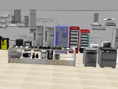 Mẫu phòng bếp quán model sketchup