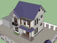 Mẫu sketchup biệt thự 2 tầng 9x9m