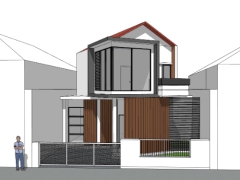 Mẫu sketchup nhà 2 tầng file cad phong cách mắt