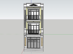 Mẫu sketchup nhà ở phố 3 tầng 4.5x21.5m