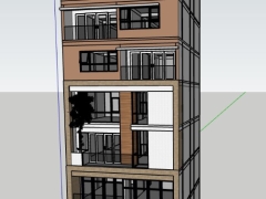 Mẫu sketchup việt nam bản vẽ mẫu nhà phố 7 tầng 9.8x9.8m