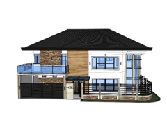 Mẫu sketchup việt nam nhà biệt thự 2 tầng 13x17m