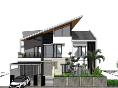 Mẫu sketchup việt nam nhà biệt thự 2 tầng 15.15x19.35m