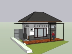 Mẫu sketchup việt nam nhà cấp 4 kích thước xây dựng 4.15x6.25m