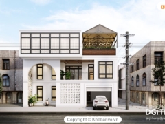 Mẫu thiết kế nhà phố 2 tầng 1 tum 3dsmax 2016 + Covid 19 + Pts