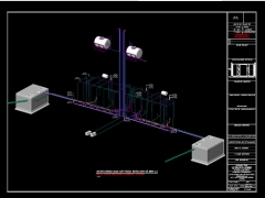 Mô hình không gian 3d trình bày hệ MEP thiết kế cho nhà xưởng(cấp thoát nước+chữa cháy+điện thông gió)