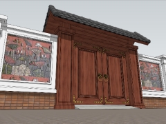 Mô hình phối cảnh cửa cổng gỗ ( model sketchup 2017)