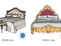 Model .skp bản vẽ giường cổ điển
