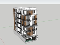 Model .skp bản vẽ nhà chung cư mini 6 tầng kích thước 8x20m