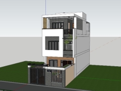 Model .skp bản vẽ nhà ở phố 3 tầng 6x19.5m
