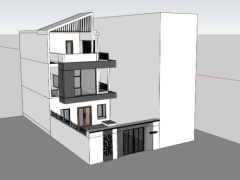 Model .skp bản vẽ nhà ở phố 3 tầng 7.5x21m