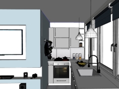 Model .skp bản vẽ nội thất phòng bếp nhỏ cho căn hộ