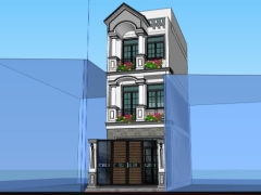 Model .skp file phối cảnh mẫu nhà phố 3 tầng 4x9m