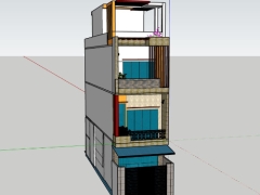 Model .skp mẫu nhà phố 3 tầng 4x13.4m