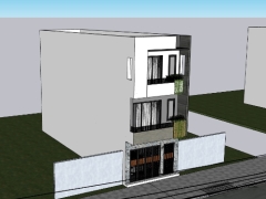 Model .skp mẫu nhà phố 3 tầng 5.4x19m