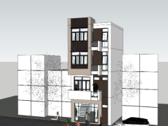 Model .skp mẫu nhà phố 4 tầng 6.3x8m