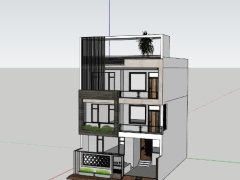 Model .skp nhà ở phố 3 tầng 9.15x12.75m