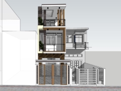 Model .skp nhà ở phố 3 tầng sang trọng 3.9x28.9m