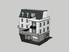 Model .skp nhà ở phố 4 tầng 11x17.5m