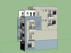 Model .skp nhà ở phố 4 tầng 4.1x13m