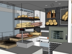 Model .skp nội thất nhà hàng bán bánh mì