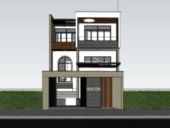 Model 3d nhà ở phố 3 tầng 8x16.2m model .skp