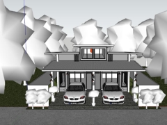 Model 3D sketchup nhà ở phố 2 tầng 8.2x21.4m
