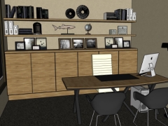 Model 3d sketchup phòng làm việc