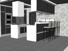 Model 3d su nội thất phòng bếp