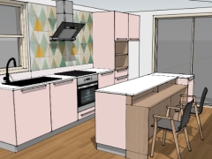 Model 3D su nội thất phòng bếp đẹp