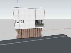 Model 3d.skp nhà ở phố 2 tầng kích thước 6x8.6m