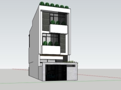 Model 3dmax .skp nhà ở phố 3 tầng 5x16m